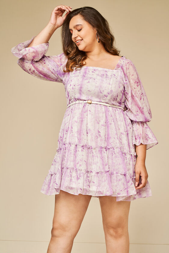 Lilac Tie & Dye Flared Dress, Lilac, image 8